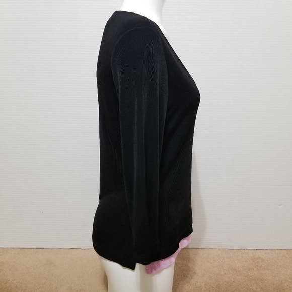 Softwear by Mark Singer top Small slinky layered look 2fer side split 3/4 sleeve - Picture 4 of 11
